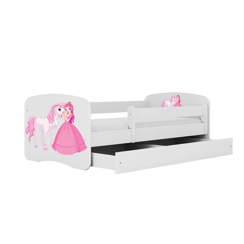 Cicero Drawer Convertible Bed and Mattress, European Toddler (80 x 160 cm), White