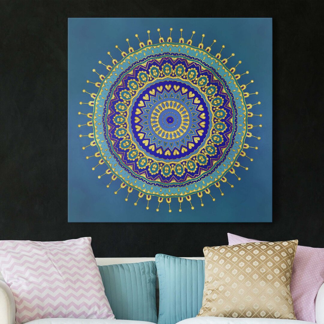 Leinwandbild Mandala in Blau & Gold von Andrea Haase