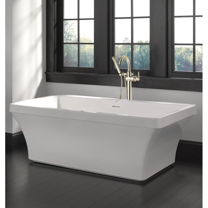 Trinsic Free Standing Tub Faucet with Hand Held Shower, Polished Nickel Floor Mount Tub Filler, Polished Nickel (Valve Not Included)