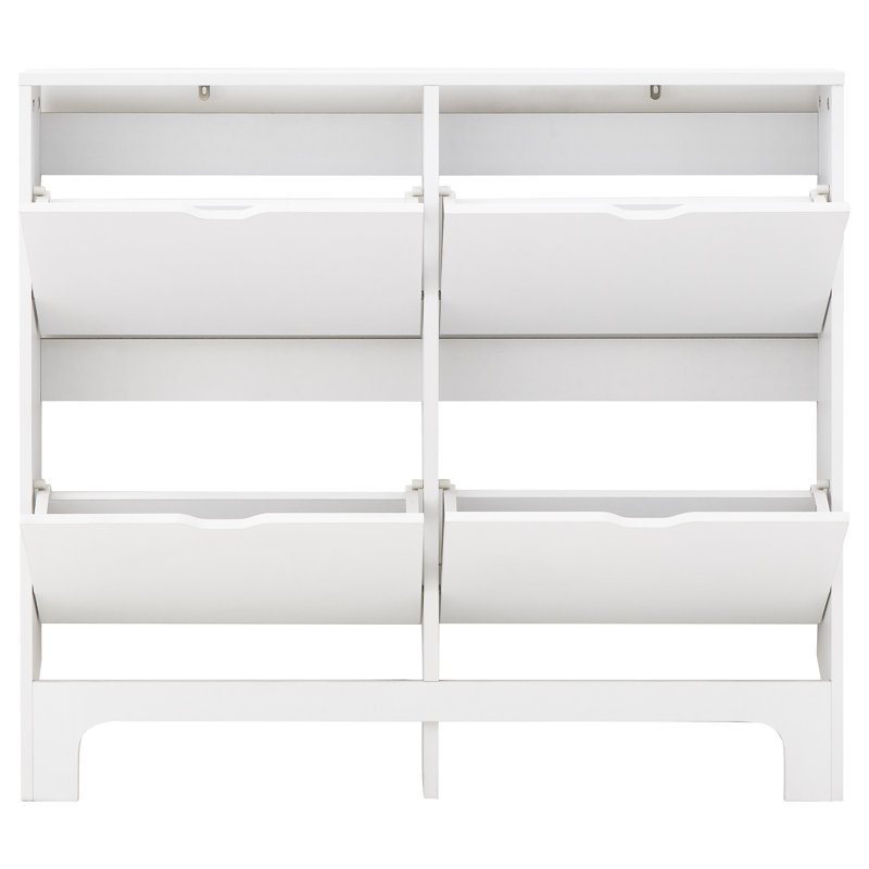 8 Pair Flip Down Shoe Storage, White