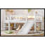 Lit mezzanine simple TG avec tablettes de rangement, lit mezzanine inférieur en bois massif avec lumières DEL et garde-corps pleine longueur, sans sommier tapissier, blanc-1170749663-1170749666
