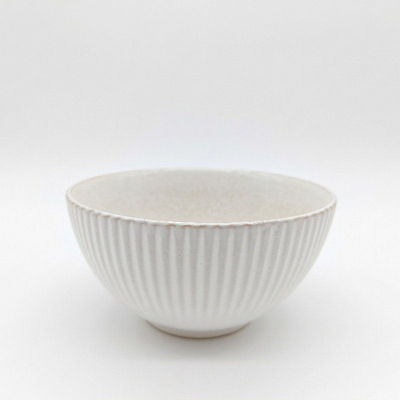 Reactive Cream Glaze Dinnerware Cereal Bowl 6pc Set 15cm
