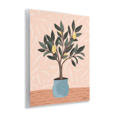 «Warm Lemon Tree in Vase», art mural par Lady Louise Designs