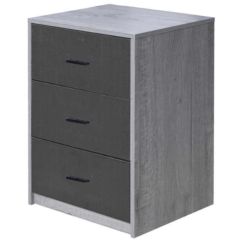 Diakite 40cm W Manufactured Wood Bedside Table, Ash Grey/Black