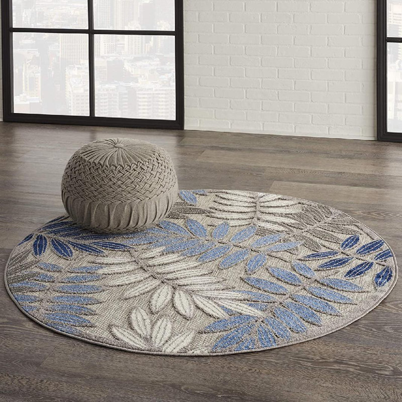 Milwaukee Performance Floral Indoor / Outdoor Rug, Round 4'