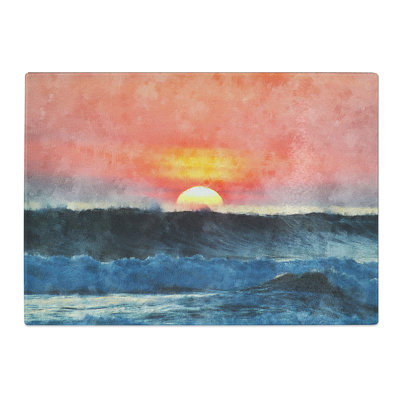 Tempered Glass Pink Sunset in Costa Rica Chopping Board