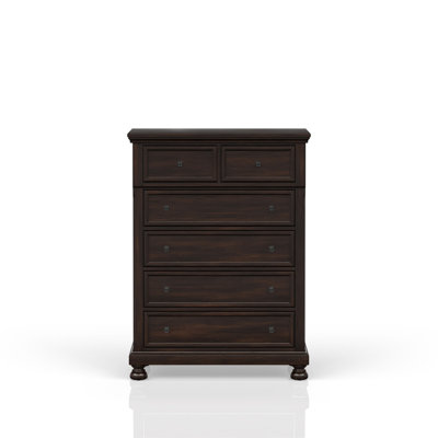 Commode 5 tiroirs cerisier foncé