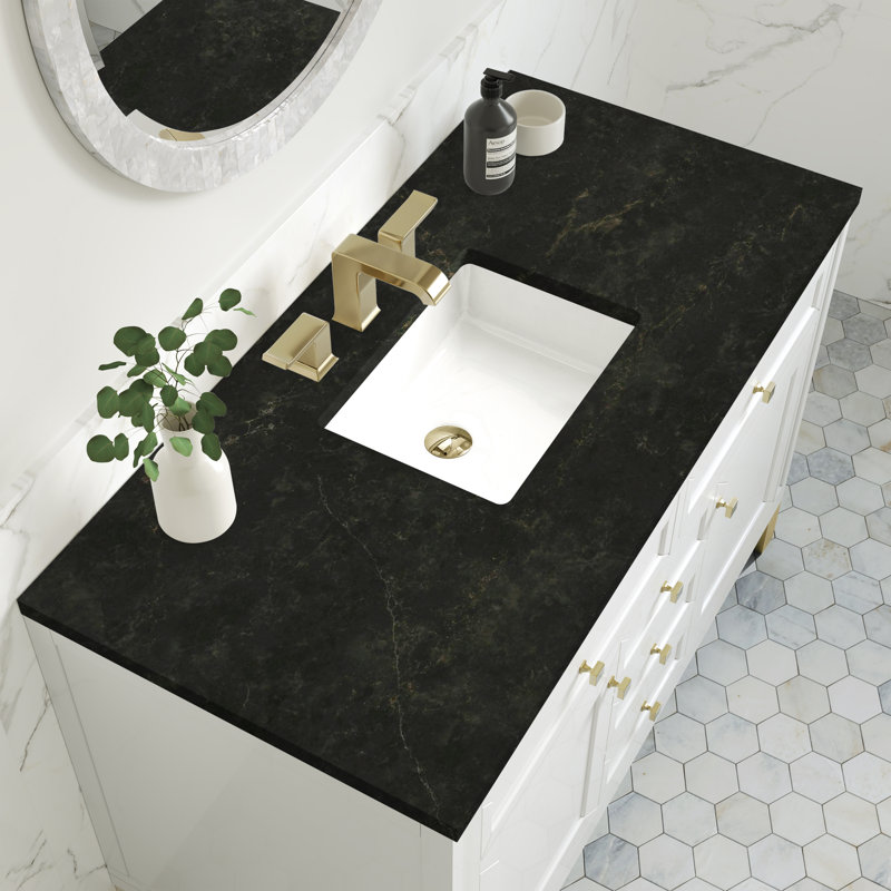 Chicago 48" Single Bathroom Vanity Set, Glossy White, Phantome Eclos, 8" Widespread