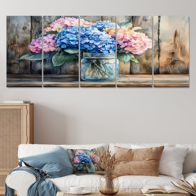 Cedarvale - Assortiment de bouquets - Art mural traditionnel sur toile, H 32 po x l 80 po, 5