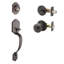 Jeu poignées en cuivre creek avec verrou et bouton de porte à cylindre simple et rosette Heritage-23245207