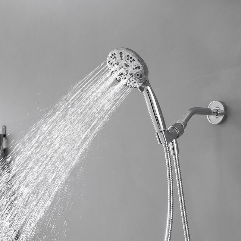 Single Handle 6 Spray Rain Shower Head Round Shower Faucet 1.8 GPM With High Pressure In Polished Chrome (Valve Included)
