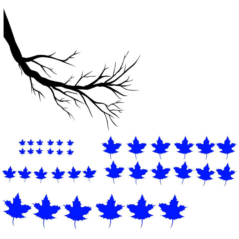 Ensemble de literie murales pour salle de salon 37 pièces en branches tree, Noir et bleu