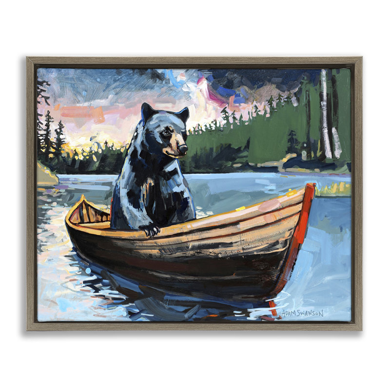  «Boating Bear», art mural encadré flottant par Adam Swanson, Brun, H 17 po x l 21 po