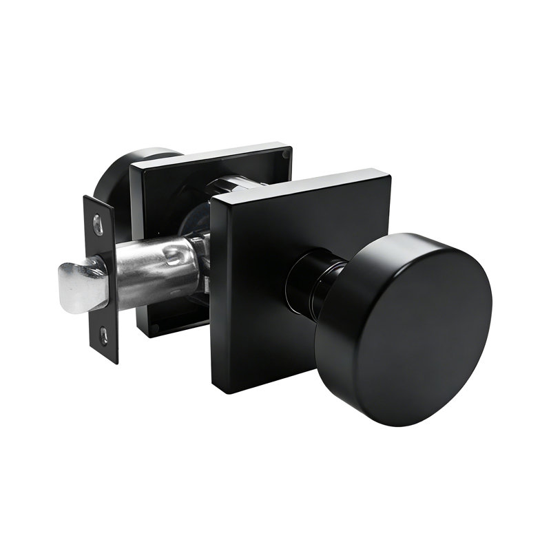 Poignée de porte MHB06 Poignée de porte ronde noire moderne - Poignée de porte de couloir et de garde-robe intérieure, 1