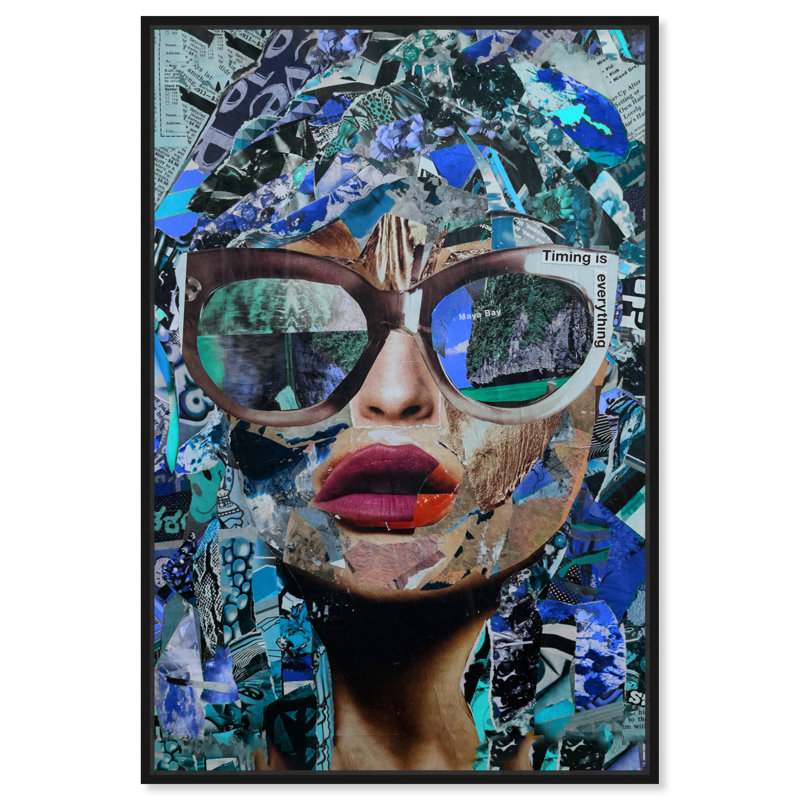 Timing is Everything Blue - Impression sur toile, H 15 po x l 10 po, Toile avec cadre noir