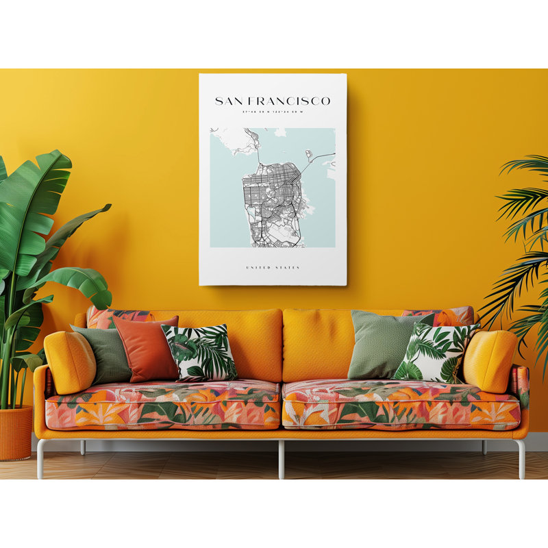 San Francisco Map Print United States Canvas Print