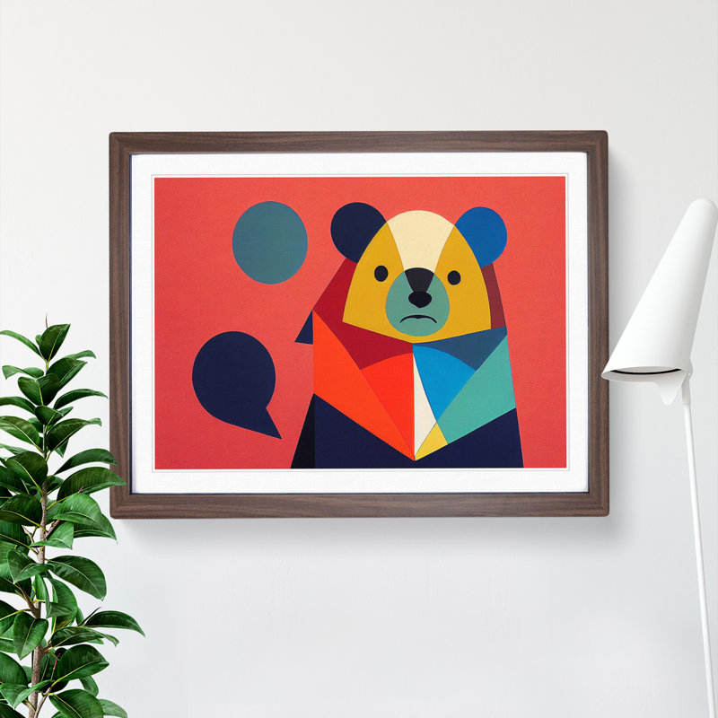 Teddy Bear Abstract Vol.3 - Single Picture Frame Print, 25cm H x 34cm W, Walnut