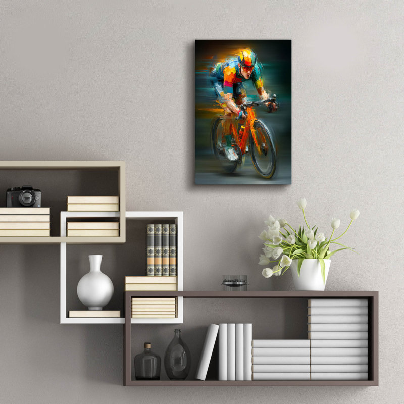  «Cycling Legend» par Ann Klee, art mural en verre acrylique, 16 po x 24 po