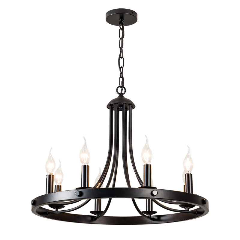 8-Light Farmhouse Chandeliers For Dining Room Chandelier, Rustic Wagon Wheel Chandelier
