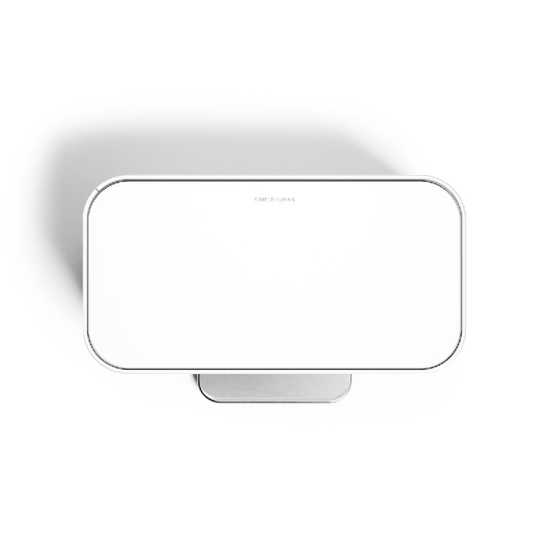 Simplehuman 15L Mini Recycler Step Can, Brushed Stainless Steel, White