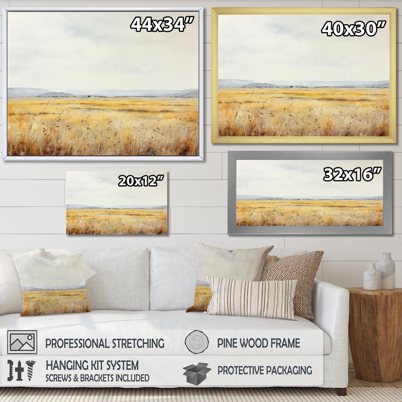 Tranquil Meadow Moments sur toile, H 34 po x l 44 po x P 1,5 po, Cadre simple argenté