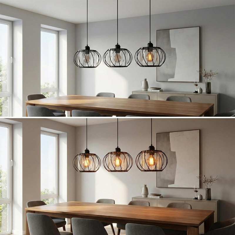 3 - Light Kitchen Island Pendant, Gold