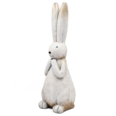 Textured White Magnesium Bunny Rabbit with Subtle Gold Details