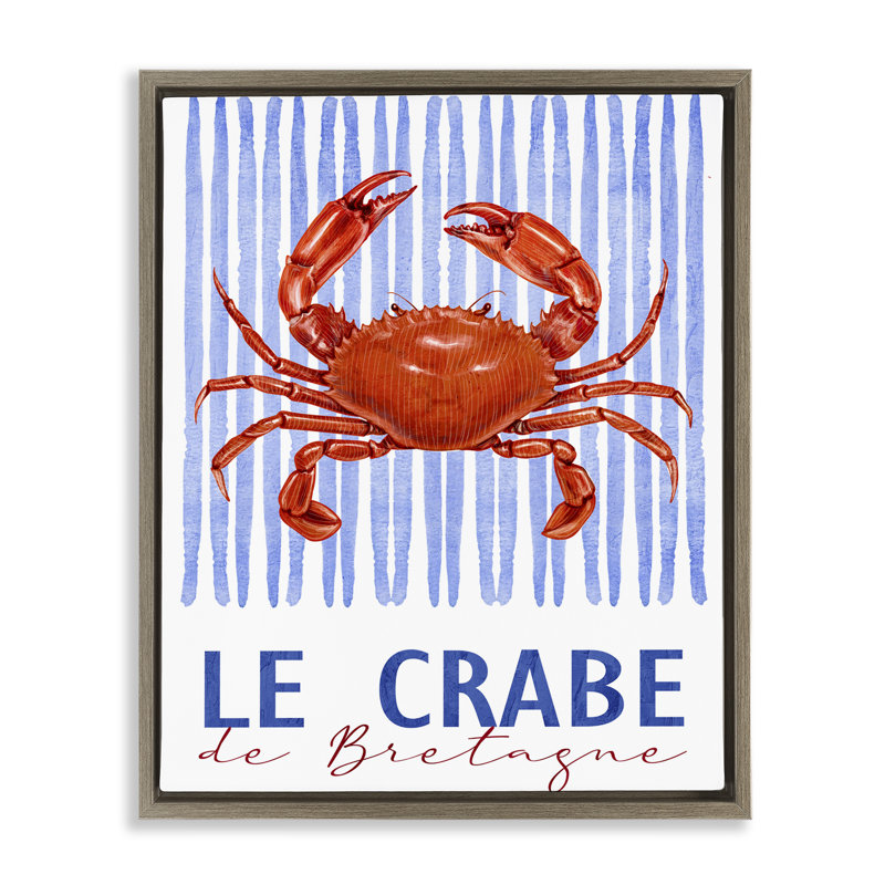 Cadre flottant Le Crabe, par Kim Allen, Montalcino orme flottant encadré, H 31 po x l 25 po