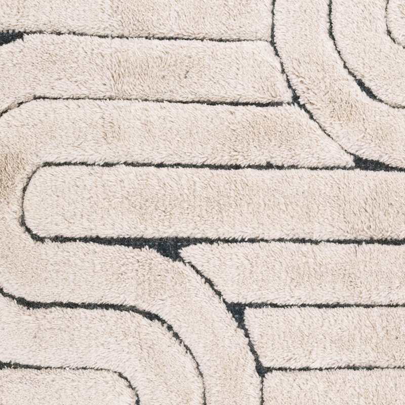 Reality Geometric Area Rug in Cream/Black, Rectangle 9'10" x 13'1"