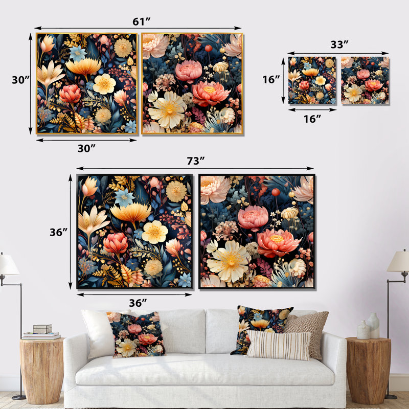 Hartigan - ensemble de 2 reproductions d'art sur toile florales, Toile tendue, H 16 po x l 33 po x P 1 po