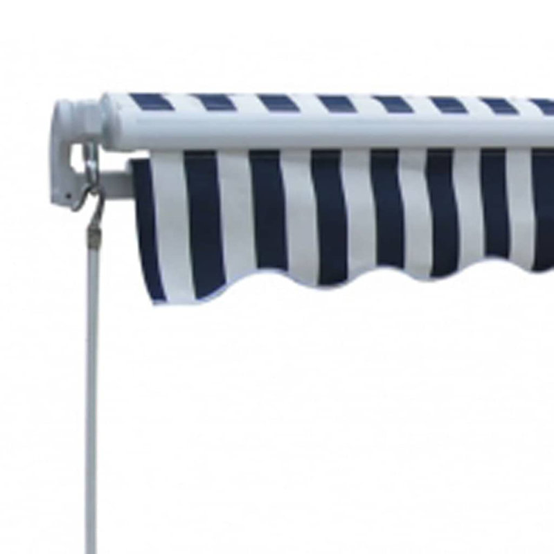Dakota Fields Retractable Patio Awning, Navy Blue/White