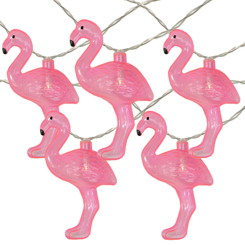 Guirlande de 10 flamants roses - blanc chaud