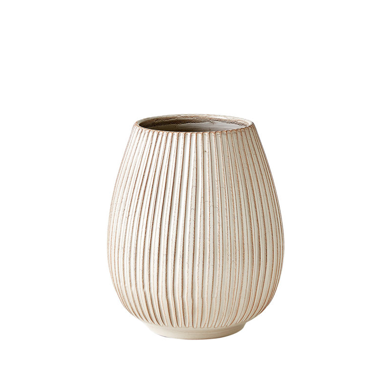 Vertical Ribbed Vase-Lg, 10" H x 7.75" W x 7.75" D
