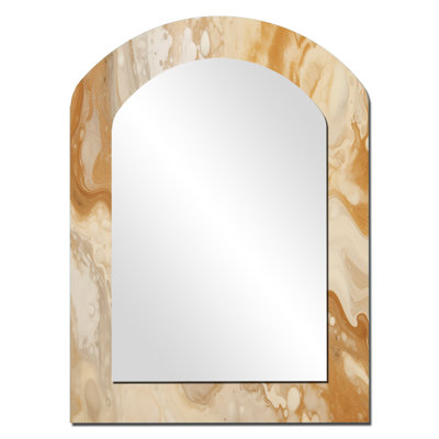 Cream Marbled Melody IV - Beige Arch Wall Mirror Decor