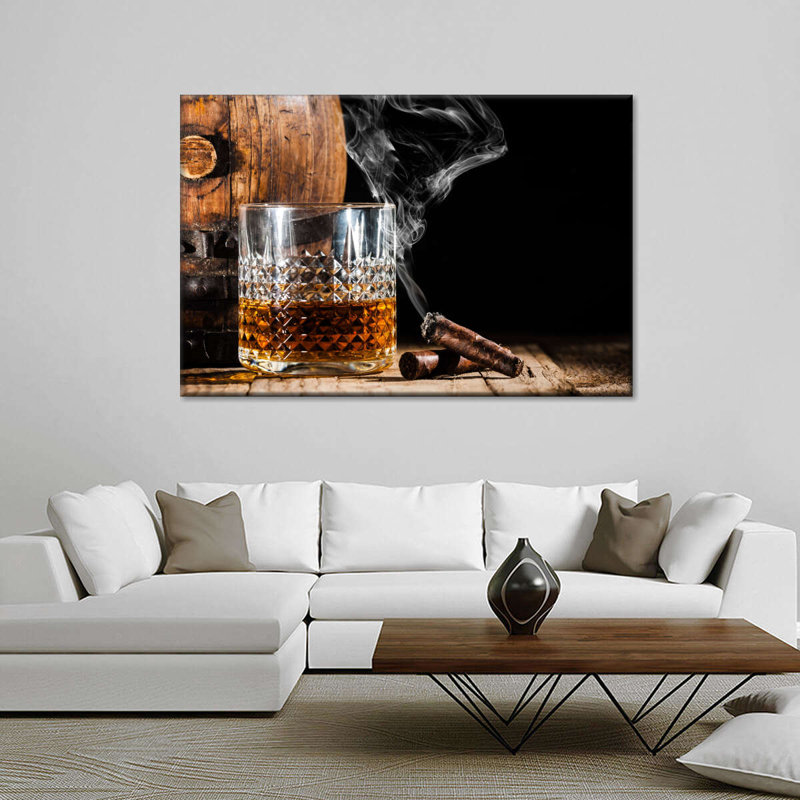 Bourbon Barrel And Cigar Canvas Print, 12" H x 8" W x 1" D