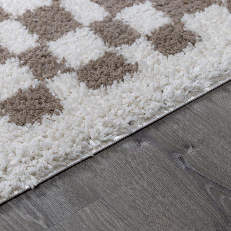 Tapis brun à poils longs moderne Udine, Rectangle 7 pi 11 po x 10 pi