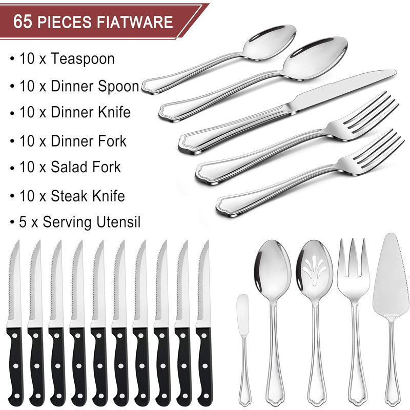 Latitude Run® Maxeen Stainless Steel Flatware Set - Service for 10