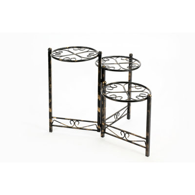Support à plante à trois niveaux avec trèfle - 23,82 po noir / or, métal, finition fade, H x 21,39 po l 30,7 po L noir / or, fabrication entièrement assemblée, décoloration, décoration complexe,