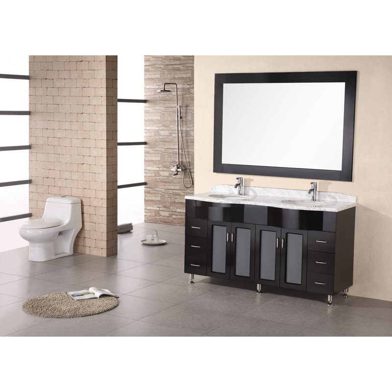 Lucca ensemble de meuble-lavabo double de 61 po avec miroir