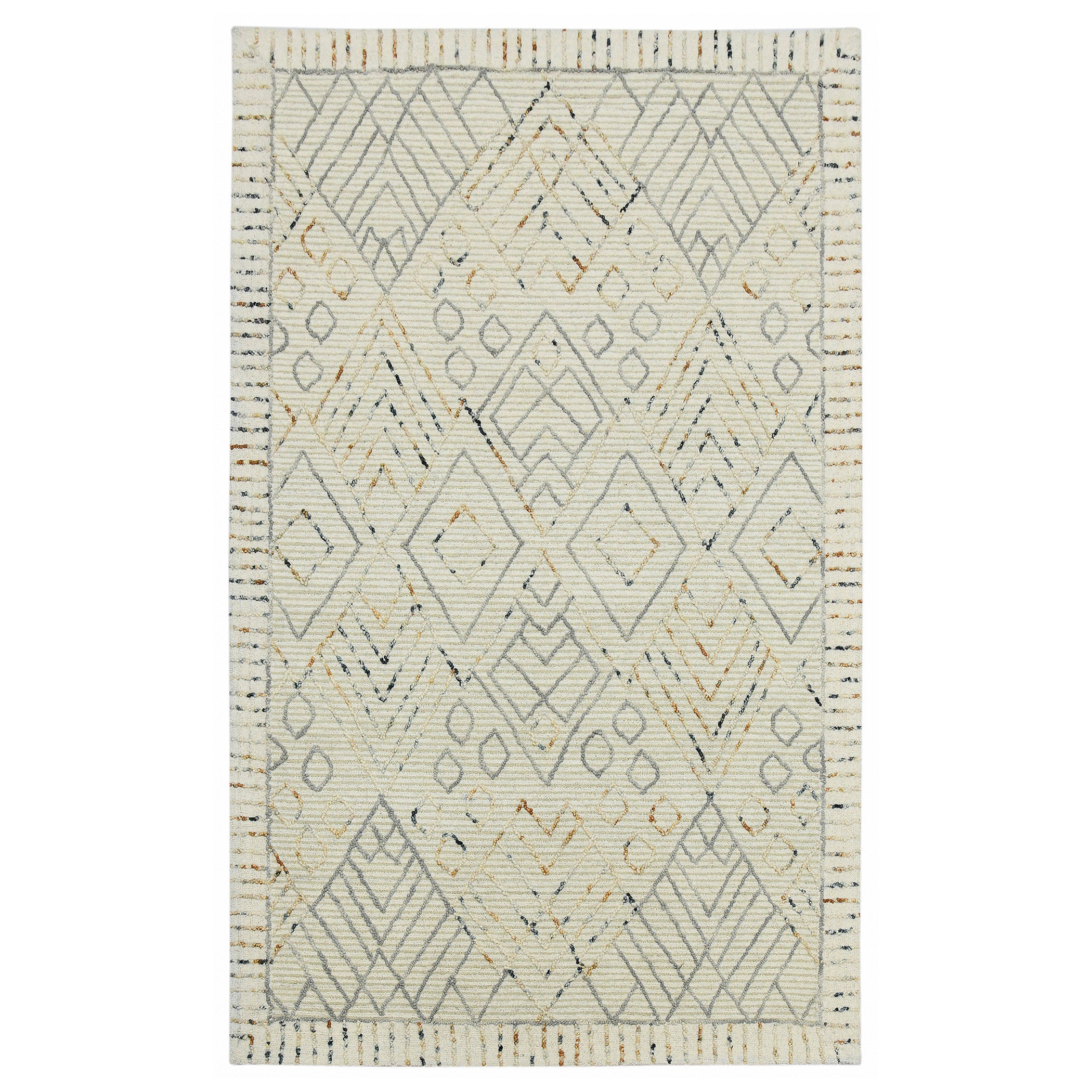 Wrought Studio™ 9' X 13' Ivory Gray And Rust Wool Southwestern Hand ...