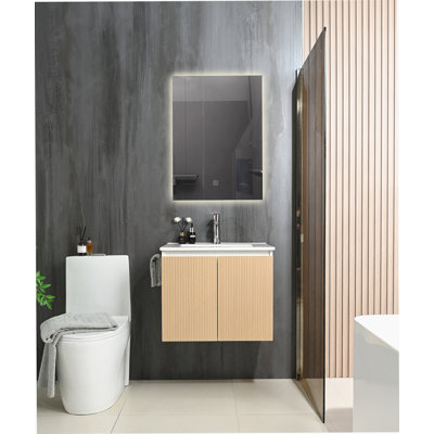 Wall-Mount Bathroom Sink Vanity Floating Storage Cabinet Combo With Towel Rack, Ideal For Organizing Bathroom Essentials And Enhancing Space Utilization