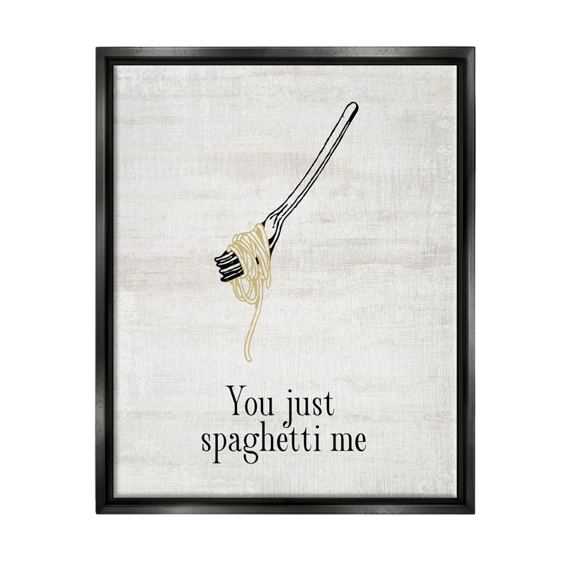 «You Just Spaghetti Me», estampe numérique par Lil 'Rue, H 20 po x l 16 po x P 1,5 po, Giclée encadrée noir minuit