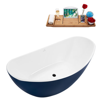 74.8'' x 35.4'' Freestanding Soaking Acrylic Bathtub
