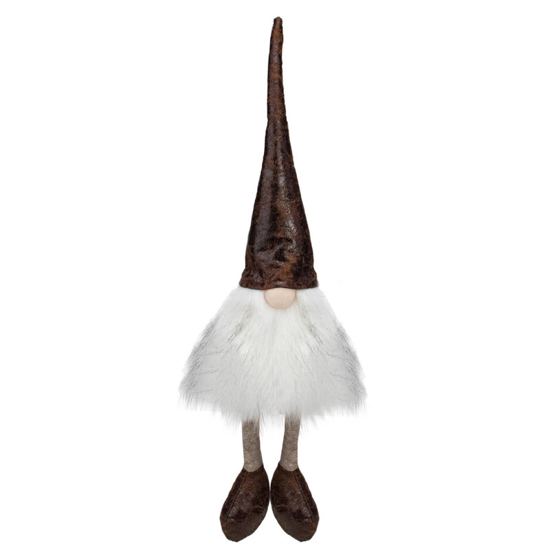 Décoration de Noël gnome assis 12 po blanc et brun