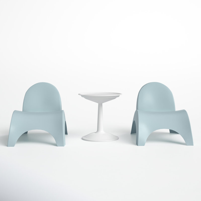 Ameswood Outdoor Chaise Lounge Set with Table, Blue/White