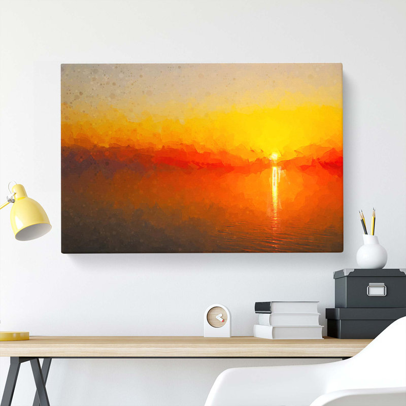Reflection Of An Orange Sunset In Abstract - Wrapped Canvas, 50cm H x 76cm W x 3cm D