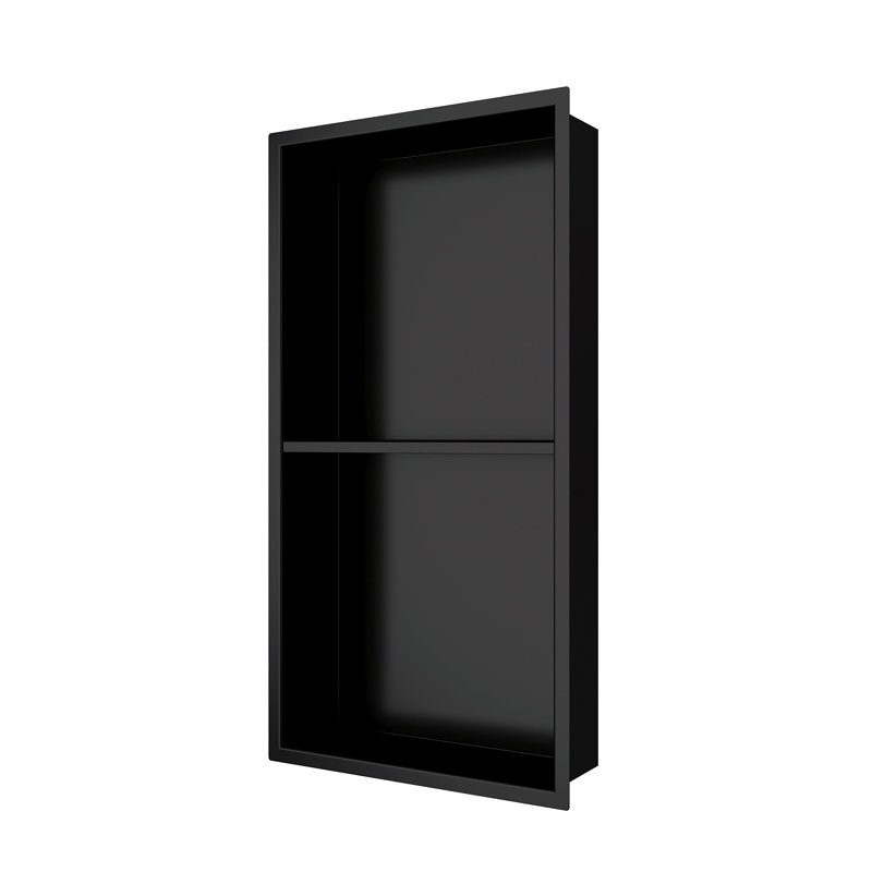 Niche de douche encastrée double couche, 63,5 cm (H) x 33 cm (L) x 10 cm (P), sans tuiles, noir mat, Noir mat