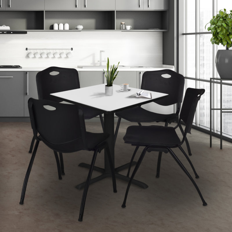 Table de salle à manger Regency Cain, H 29 po x L 30 po x P 30 po, Blanc / noir, Blanc