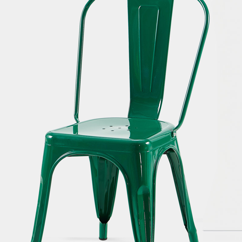 Kalya 18'' H Metal Stacking Side Chair, 4, Green