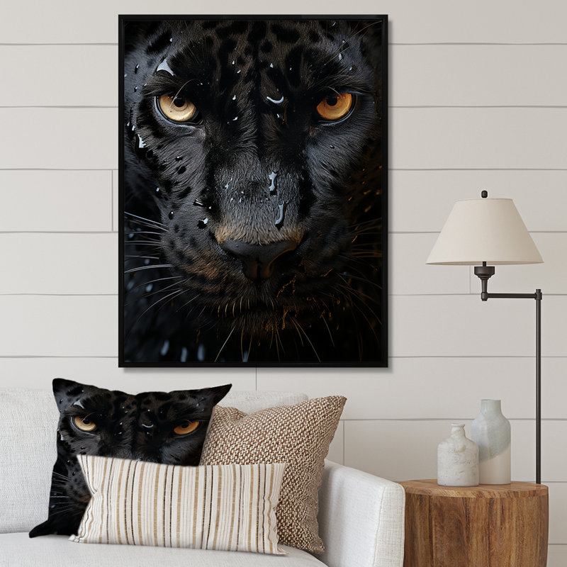 «Black Black Panther», reproduction abstraite sur toile, H 44 po x l 34 po x P 1,5 po, Cadre flottant noir